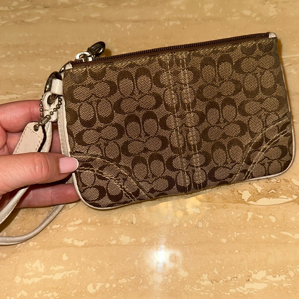 Coach wallet with leather zipper